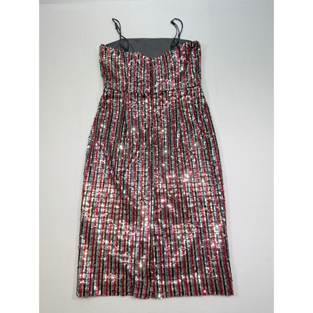 MILLY Christie Dress Women's Size 8 Multicolor Sequin Striped Cocktail NWT $375 - Picture 4 of 16